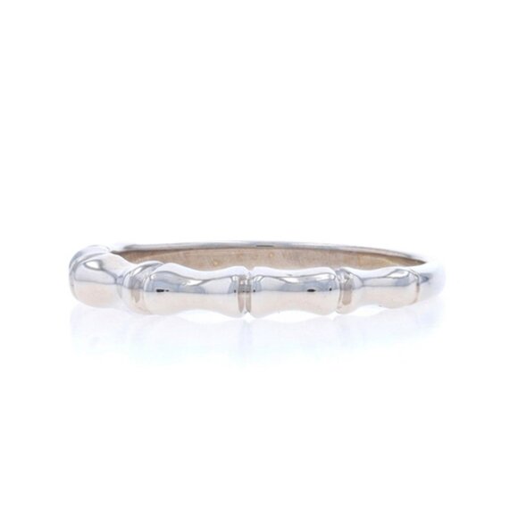 White Gold Bamboo Band - 14k Stackable Ring